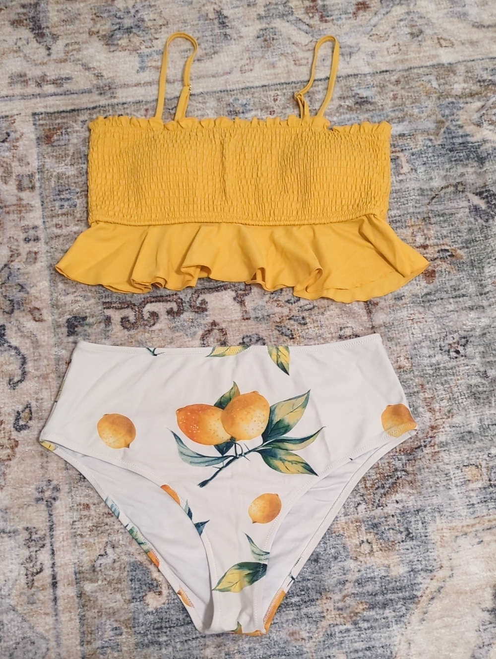 🍋 CUPSHE High Waisted Bandeau Bikini - Lemons